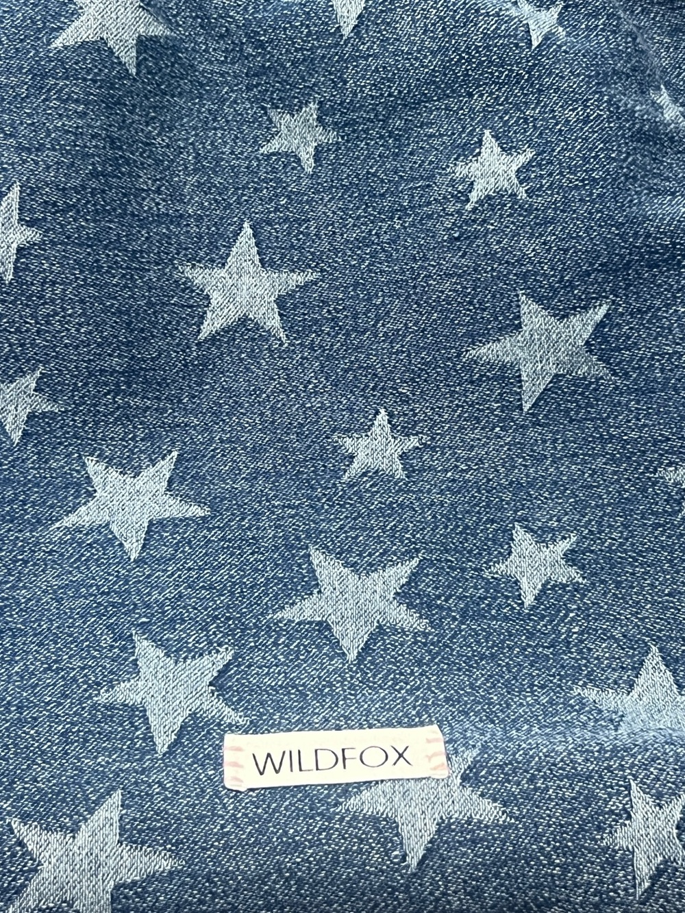 Wildfox Blue Star-Print Denim Drawstring Summer‎ bag Backpack - Picture 4 of 9